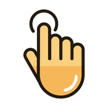 Hand touching button internet web technology interface line and fill style icon Stock Illustration