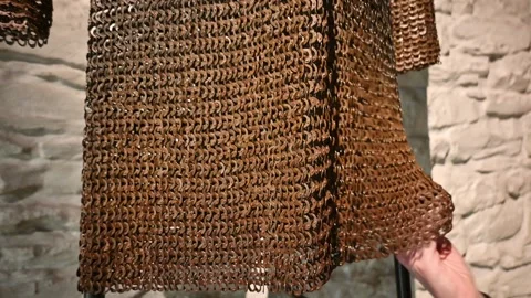 Hand Touching Chainmail Video stock 299869631