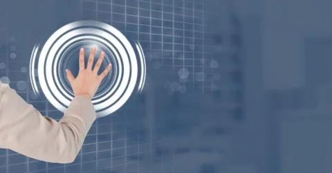 Hand touching circle interface Stock Photos