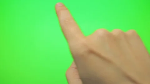 Hand touching, clicking, tapping on chroma key green background Stock Footage 128000129