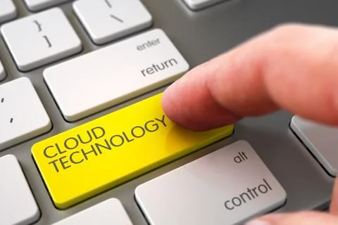 Hand Touching Cloud Technology Key Illustrazione stock