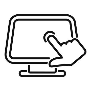 Hand touching computer screen icon 스톡 일러스트