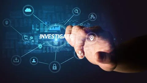 Hand touching cybersecurity button concept 写真素材