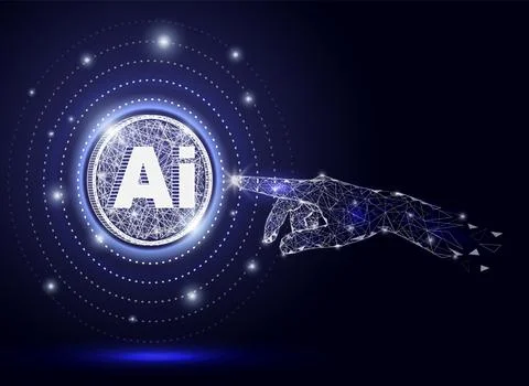 Hand touching digital AI chatbot for provide access Stock Illustration