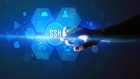 Hand touching digital button concept Stock Photos