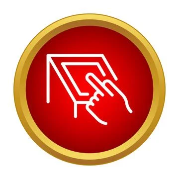 Hand touching digital interactive touchscreen display interface icon Stockillustratie