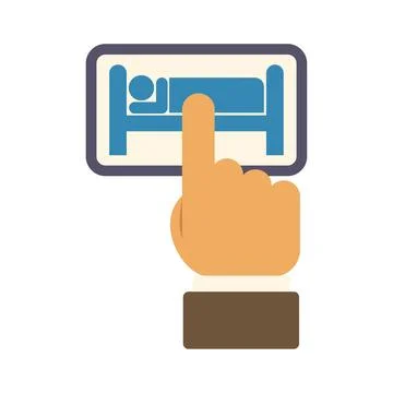 Hand touching digital sleep booking icon concept Stock Illustration