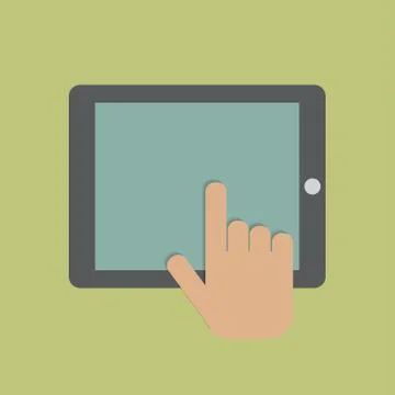 Hand touching digital tablet Stock Illustration