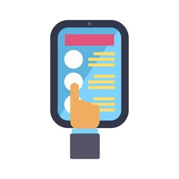 Hand touching digital tablet interface for online selection Stock-Illustration