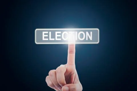 Hand touching election button on the screen Stock Illustration