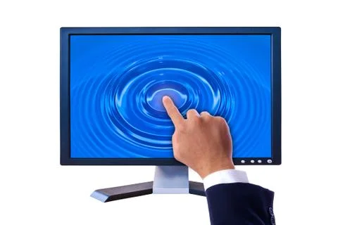 Hand touching on flat panel screen イラスト素材