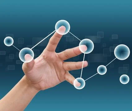 Hand touching flow of buttons Stock Photos