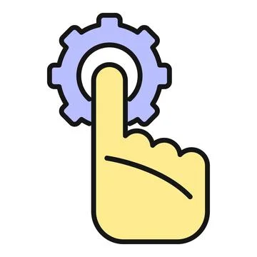Hand touching gear icon for settings control Stock Illustration