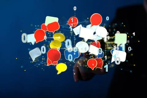 Hand touching global network and data customer connection Stock Photos
