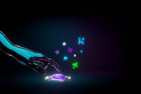 Hand touching global network connection and data exchanges on internet netw.. Ilustración de archivo