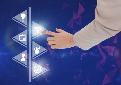Hand touching icons interface of internet of things Stock Photos