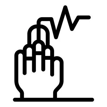 Hand touching interactive digital screen showing heart rate line icon Stock Illustration