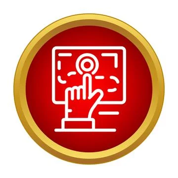Hand touching interactive screen panel icon concept Stock Illustration