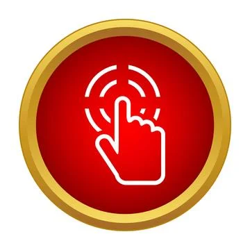 Hand touching interface button clicking gesture icon Stock Illustration