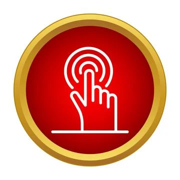 Hand touching interface button, user clicking action Stock Illustration