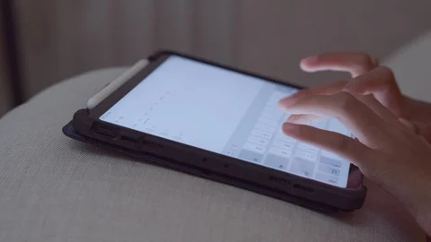 Hand touching keyboard on modern digital tablet Stock Footage 114167740