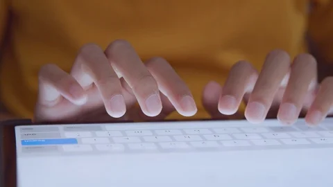 Hand touching keyboard on modern digital tablet Stock Footage 114167889