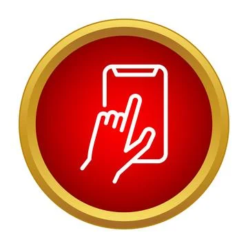 Hand touching mobile phone screen interface icon Illustrazione stock