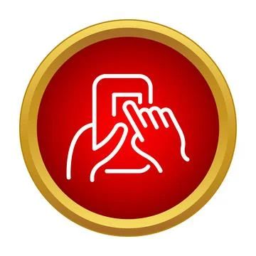 Hand touching a mobile phone screen gesture icon Ilustración de archivo