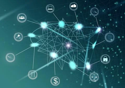 Hand touching modern interface digital transformation and metaverse concept Stock Illustration