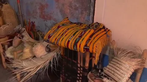 Hand Touching Moroccan Textile In Marrakech Medina Artisan Market Stock Footage 335213270
