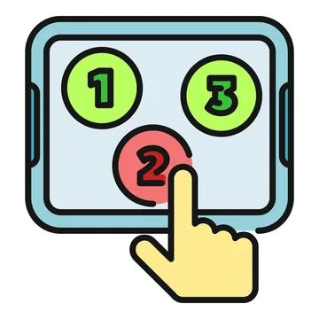 Hand touching number two on educational tablet screen Stock Illustration