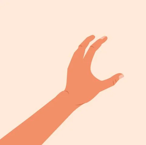 Hand touching or holding to something. Grabbing by hand vector illustration Stock Illustration