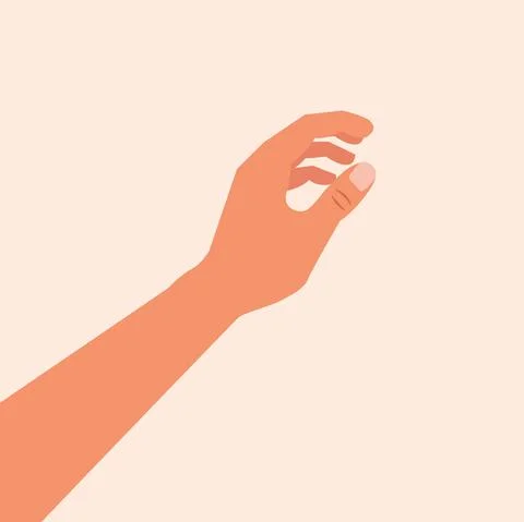 Hand touching or holding to something. Grabbing by hand vector illustration Illustrazione stock