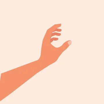 Hand touching or holding to something. Grabbing by hand vector illustration Stock Illustration