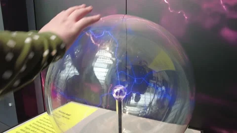 Hand Touching Plasma Ball 4K Stock Footage 179488645