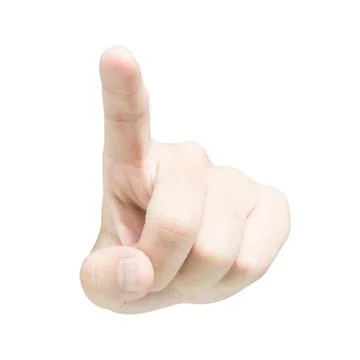 Hand touching point screen. isolated with clipping path Foto stock