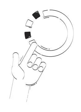 Hand touching progress chart doodle outline illustration Illustration