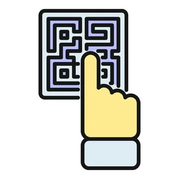 Hand touching a qr code for digital scanning イラスト素材