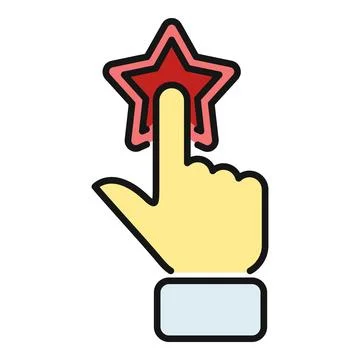Hand touching red star giving a rating feedback Stock Illustration