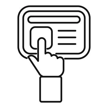 Hand touching screen button on a digital interface Stock Illustration