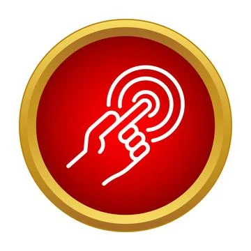 Hand touching screen with finger interaction button Stock Illustration