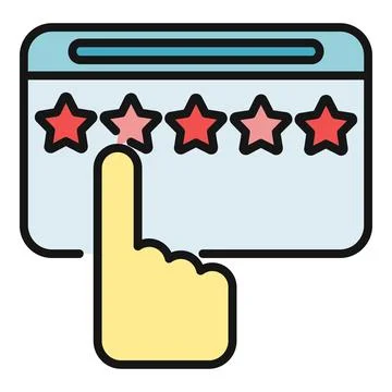 Hand touching screen giving star rating feedback Stock Illustration