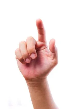 Hand touching screen isolated Stock Photos