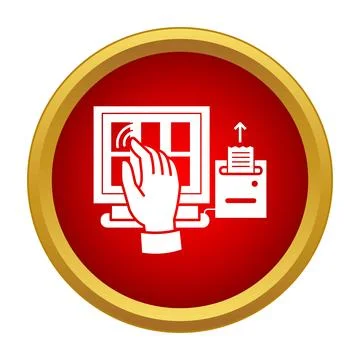 Hand touching screen issuing receipt icon Illustrazione stock