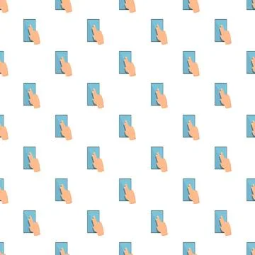 Hand touching screen on mobile device pattern Stock Illustration