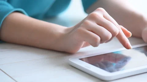 Hand touching screen on modern digital tablet pc. Stock Footage 60622032