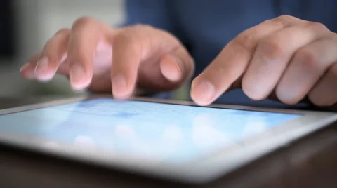 Hand touching screen on modern digital tablet pc. Stock Footage 60623072