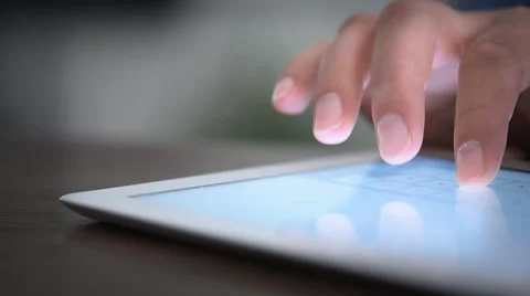 Hand touching screen on modern digital tablet pc. Stock Footage 60623504