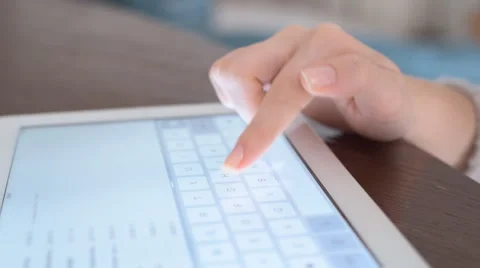 Hand touching screen on modern digital tablet pc. Stock Footage 60699441