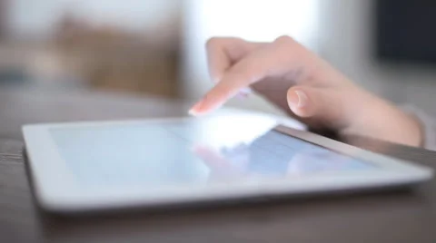 Hand touching screen on modern digital tablet pc. Stock Footage 60699578